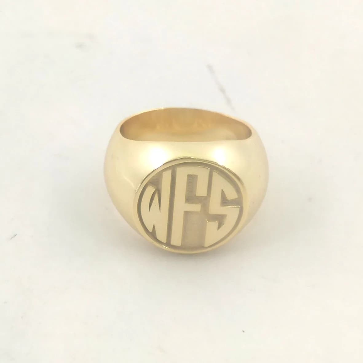 Engraved Name Ring Date Year 15mm Ring for Men A-Z Old English Letter Nameplate Signet Rings Copper Jelwery