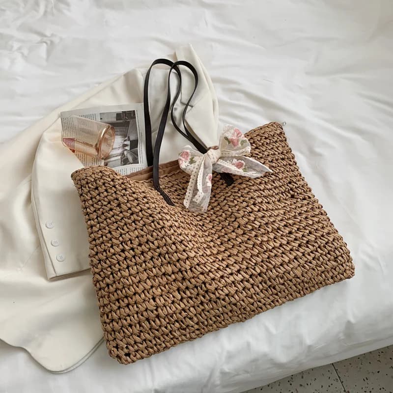 khaki add ribbon / 40x16x35cm