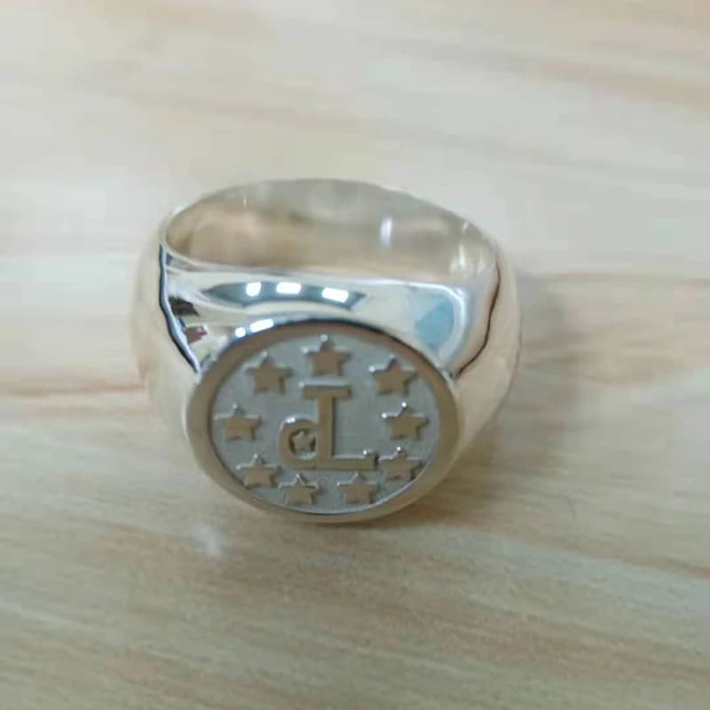 Engraved Name Ring Date Year 15mm Ring for Men A-Z Old English Letter Nameplate Signet Rings Copper Jelwery