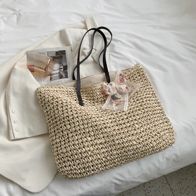 beige add ribbon / 40x16x35cm