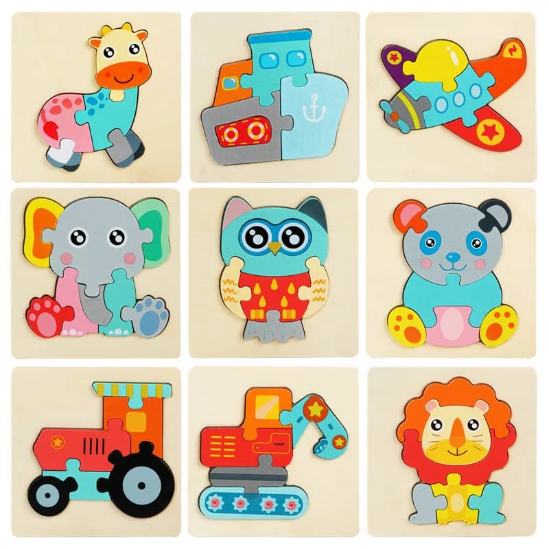 Kids Wooden 3D Puzzle Cartoon Animals