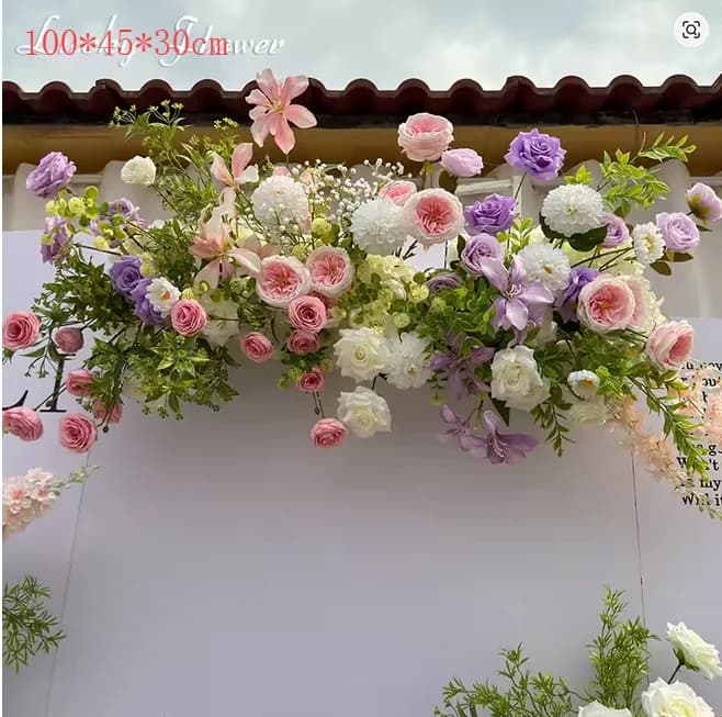Outdor Wedding Decoration Artificial Flowers Hanging Flower Row Road Leading Flower Ball Floral Backdrop Decor Floor Flower Row