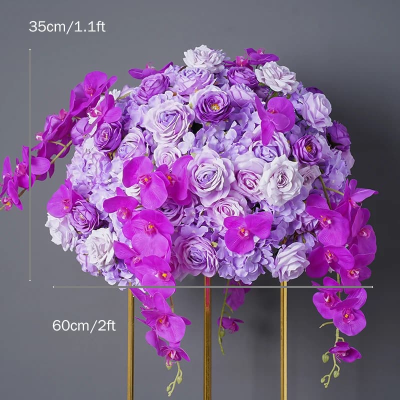 Wedding Table Centerpiece Ball, White Rose Orchid, Hydrangea Flower Arrangement, Party Road Lead Props,80 cm, 70 cm, 60 cm, 50cm