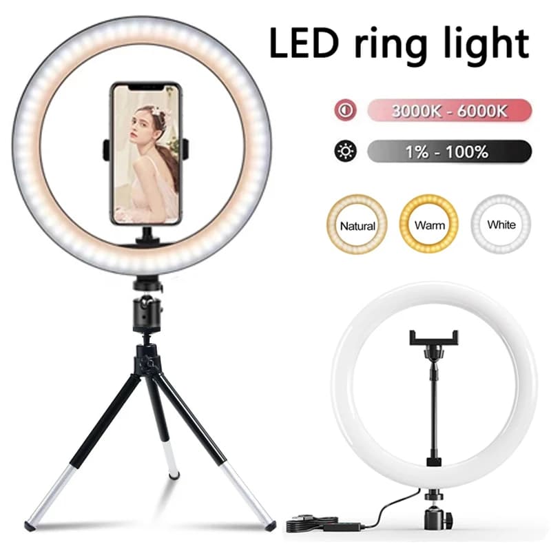 12 inch LED Ring light Photography Lighting Phone Ringlight With Tripod Stand USB Round Fill Lamp for Youtube Phone Video Live