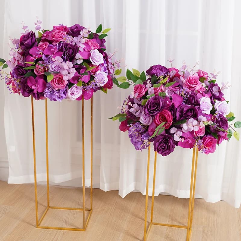 H7789 Wedding Table Centerpieces 40cm Flower Ball Purple Pink Rose Babysbresth Eucalyptus Floral Arrangement Banquet Event Props