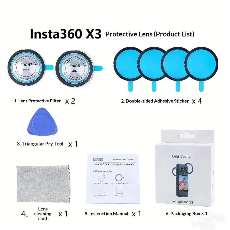 Insta360 X4 X3 X2 Camera Accessories Set Silicone Protective Case with Lens Protector Cap Cover And Carrying Frame