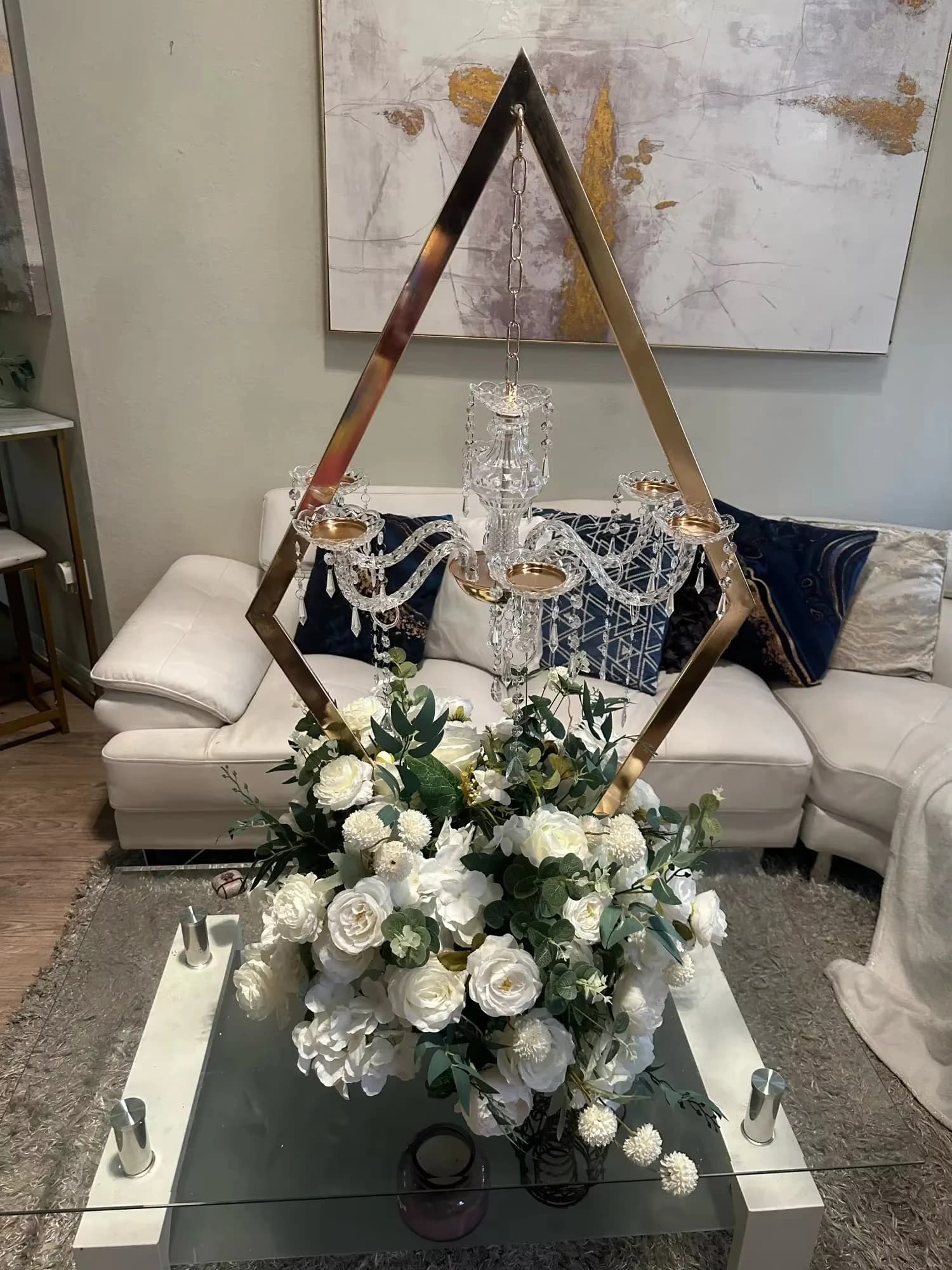 Wedding Centerpieces Gold Metal Tall Diamond Candle Holder, 4/6/10pcs Table Decor for Arch Backdrop Stage Reception Event