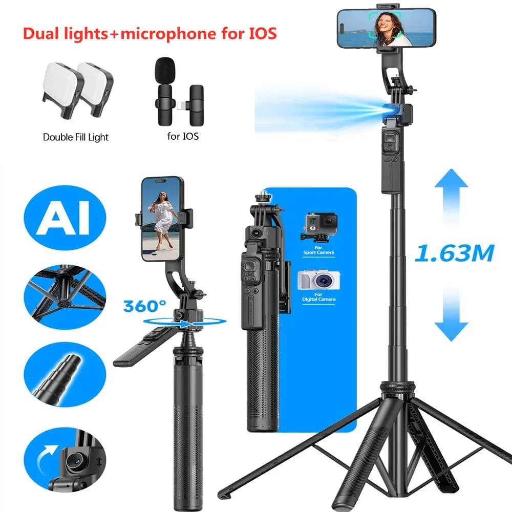 FANGTUOSI 360 Rotation Gimbal Stabilizer,Selfie Stick Tripod for Smartphone Camera With Bluetooth shutter Stabilizer for Live
