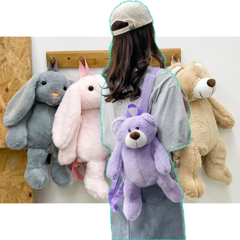 Purple Teddy Bear Kids School Backpack