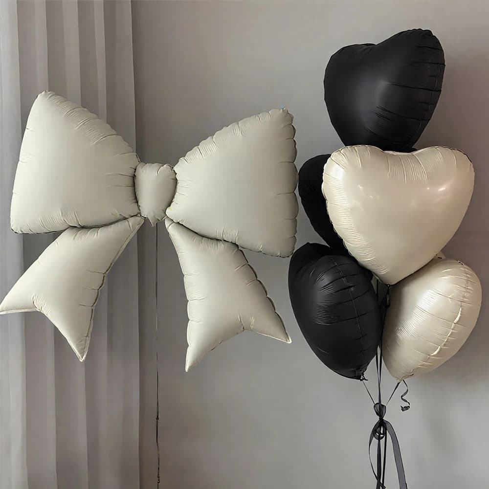 1 pack of bow-shaped aluminum foil balloons, suitable for birthday party, anniversary party, anniversary party decoration