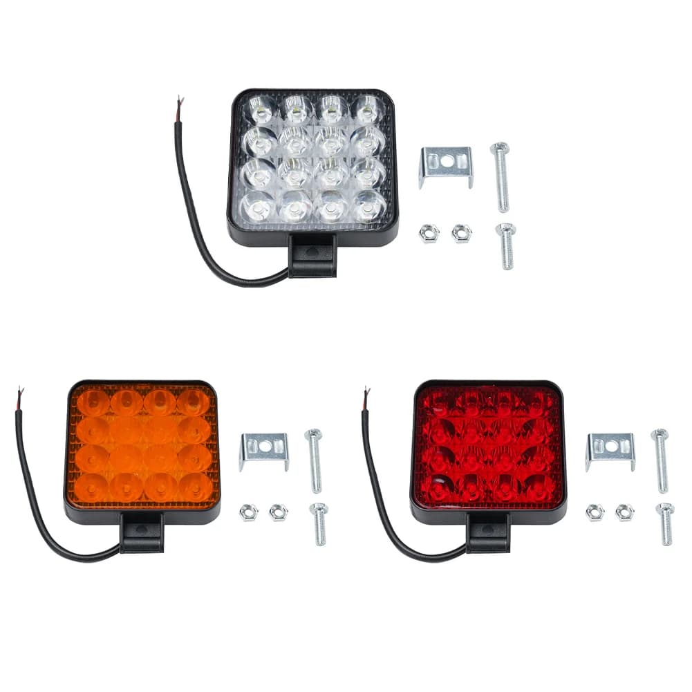 Car LED Square 16 Lights 48W 12V Off-road Vehicle Forklift Headlight Reversing Light ABS Auto Daytime Running Lights Accessories
