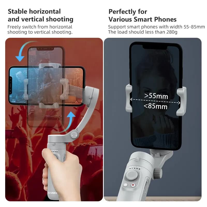 3-Axis Gimbal Stabilizer for Smartphone Handheld Phone Video Record, Android iPhone Vlog Cellphone Stabilizer Rotating Shooting