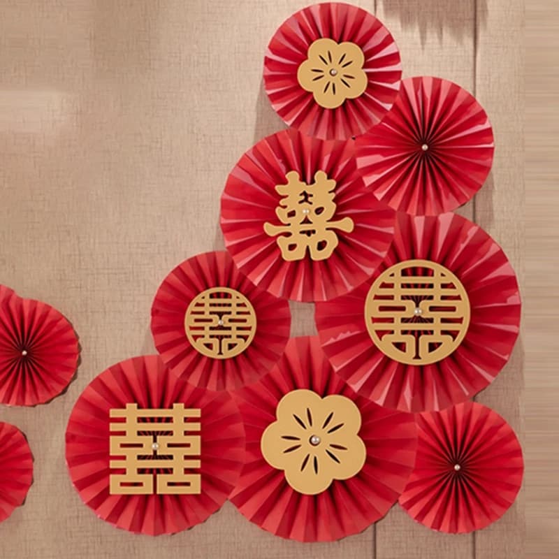 2026 Chinese Wedding Decoration Double Happiness Background Wall Ornament Traditional Wedding Wall Stickers Decal Party Supplies