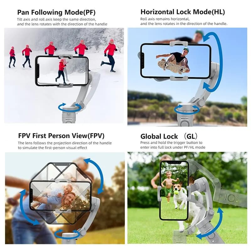 3-Axis Gimbal Stabilizer for Smartphone Handheld Phone Video Record, Android iPhone Vlog Cellphone Stabilizer Rotating Shooting