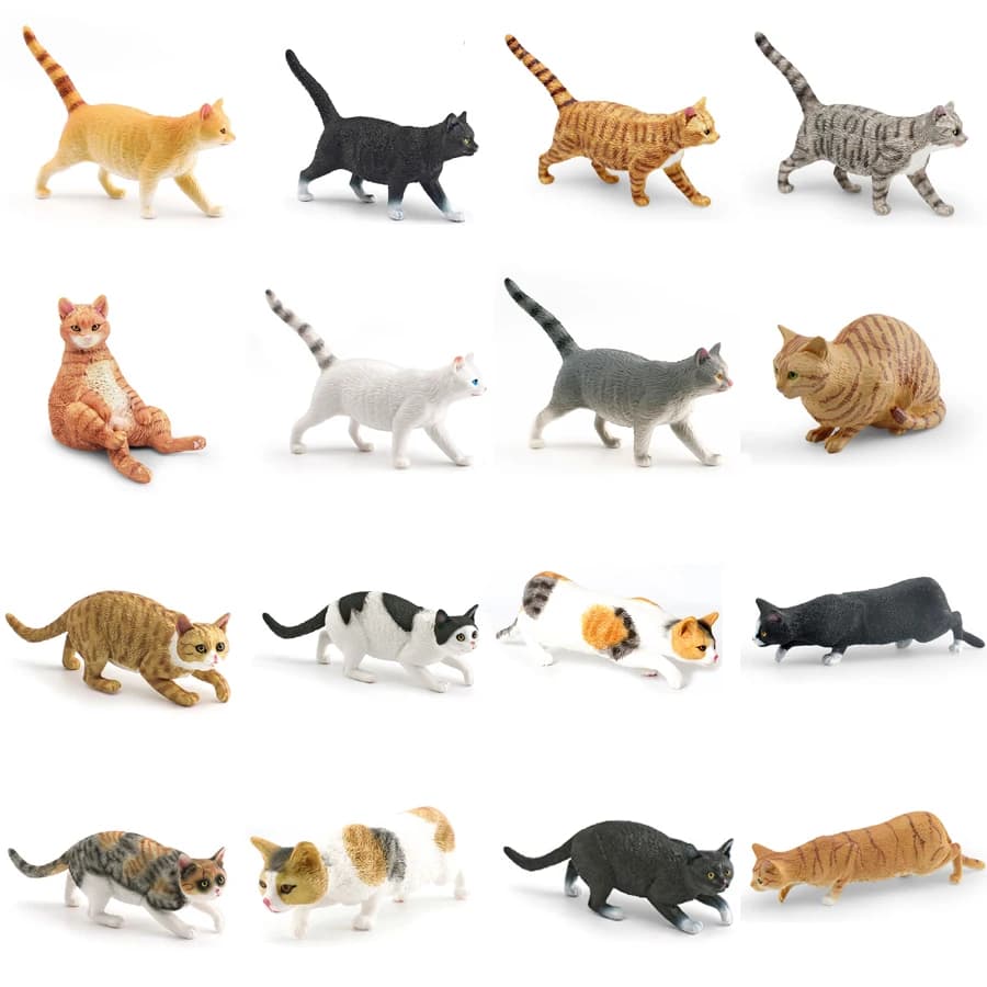 Realistic Pastoral Cat Model Figures Felis Catus Kitten Easter Eggs Figurine Cottagecore Decor for Desktop Home Office Decor