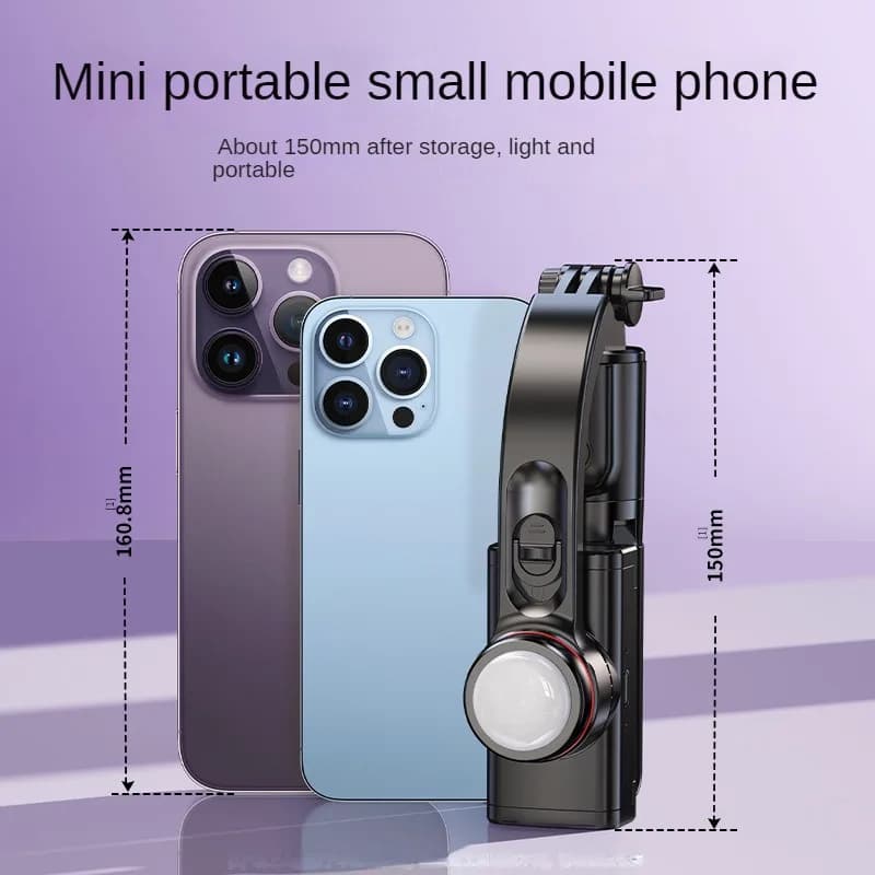 Mobile gimbal Stabilizer Foldable with Tripod Stand, Anti-Shake Function and Phone Holder for Live Streaming and Selfie Stick