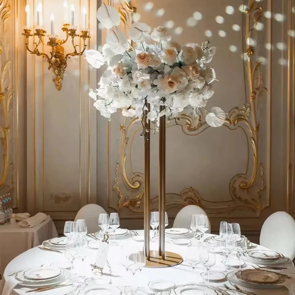 Modern wedding main table centerpiece romantic decoration iron electroplating gold flower stand road guide layout props 10pcs