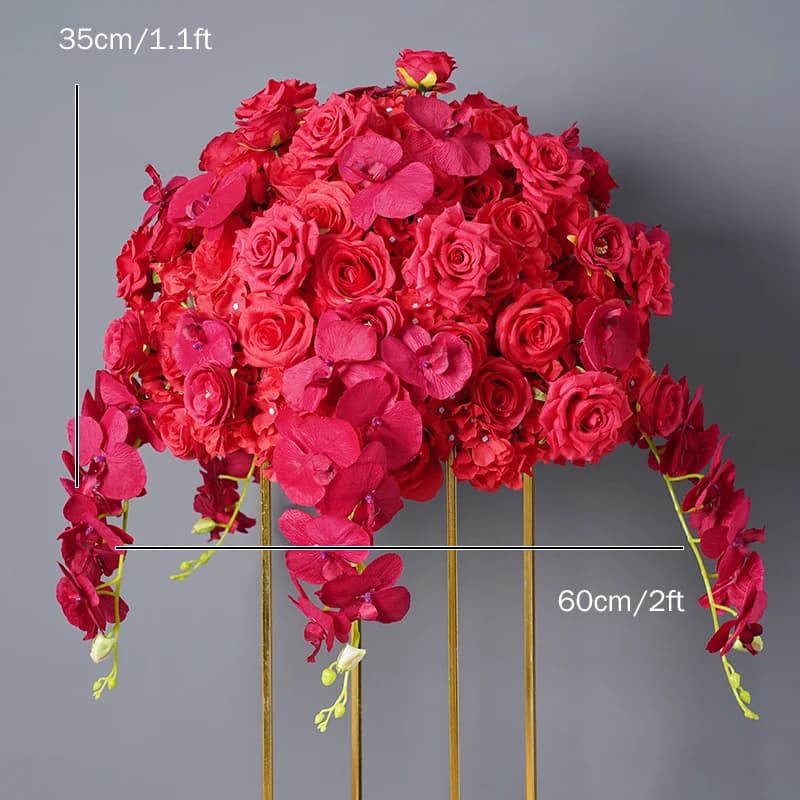 Wedding Table Centerpiece Ball, White Rose Orchid, Hydrangea Flower Arrangement, Party Road Lead Props,80 cm, 70 cm, 60 cm, 50cm