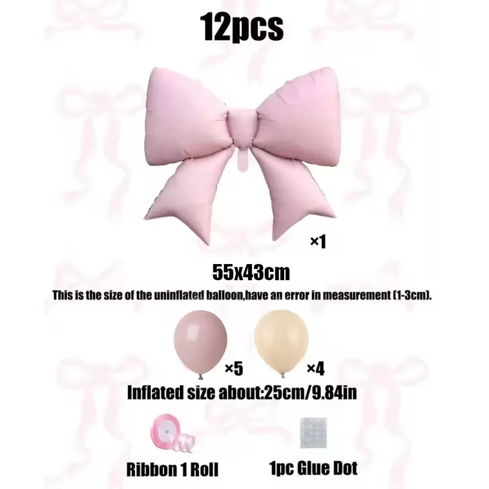 12pcs Decorative Balloons with Pink Bows Suitable for Wedding Decoration Birthdays and Pink Themed Parties Decor Supplies