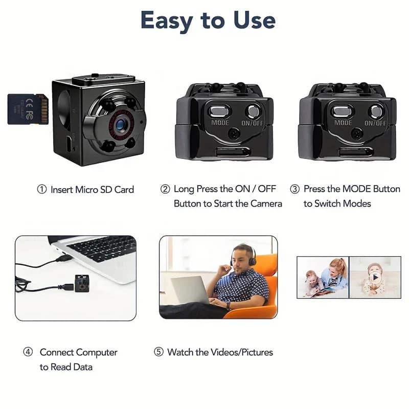 Mini Camera HD 1080p Portable Small Cam With Night Vision And Motion Detection Home Security Tiny Cameras For Indoor Outdoor New