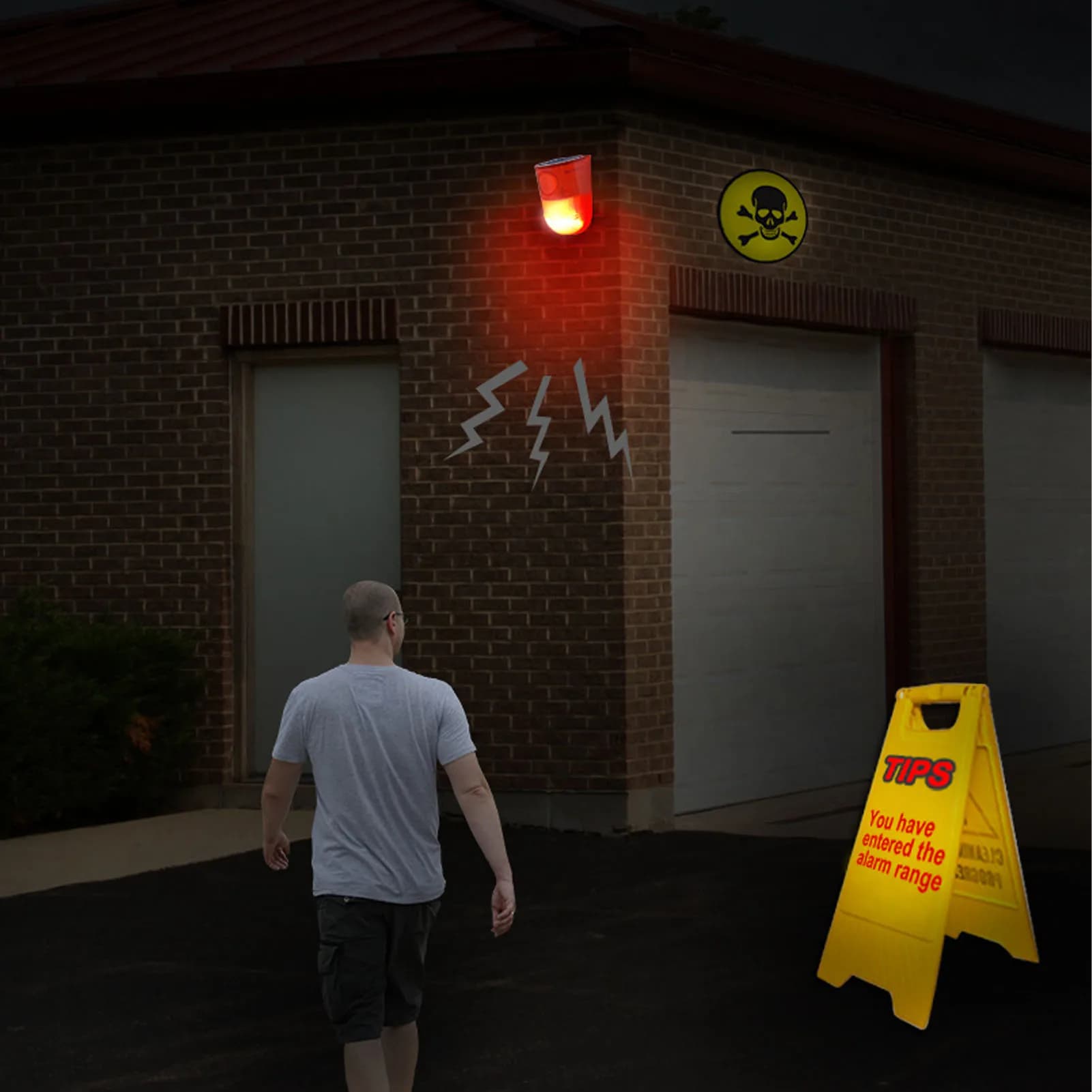 Solar Motion Sensor Alarm 129dB Sound IP65 Waterproof Security Light Alarm for Farm Warehouse Solar Sound and Light Alarm