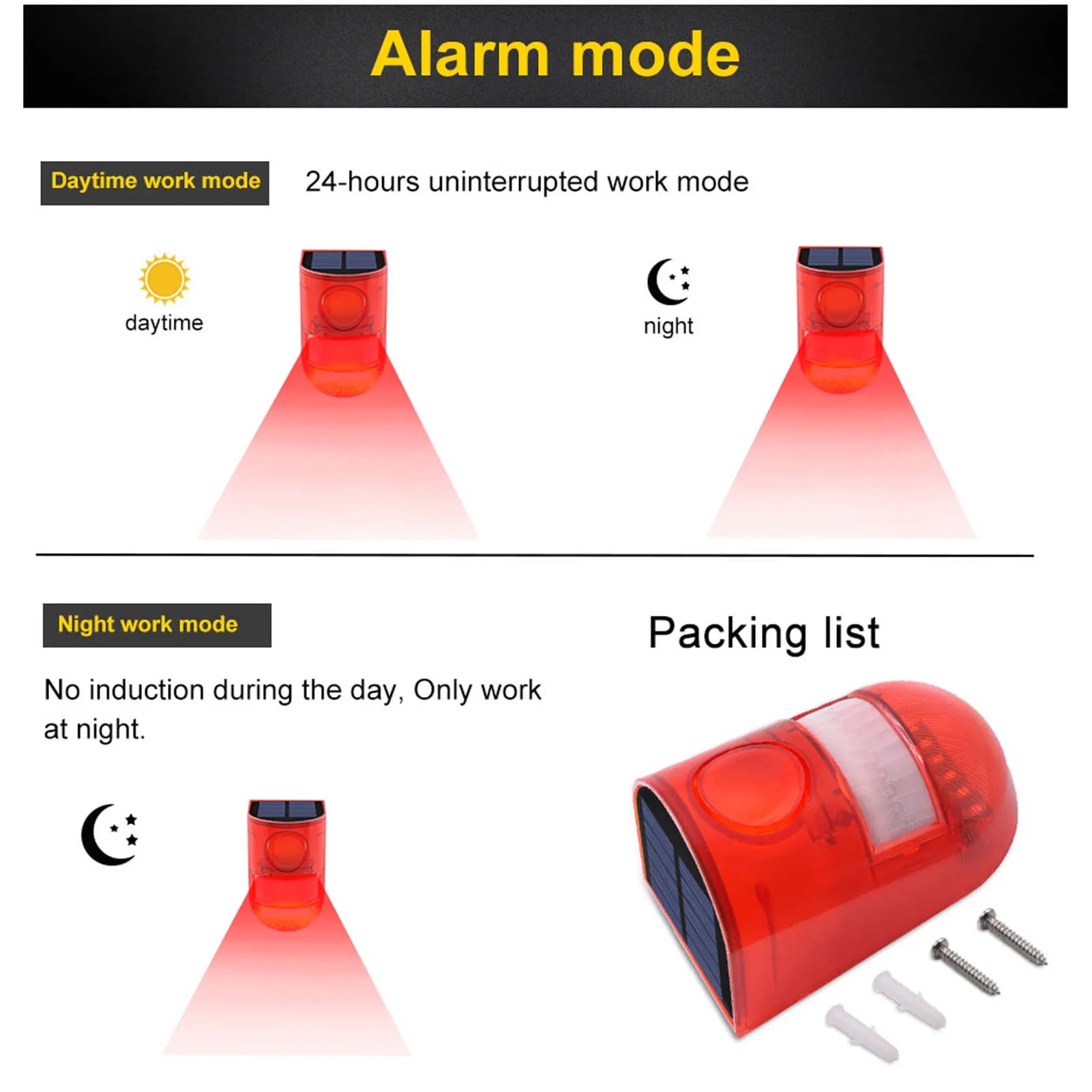 Solar Motion Sensor Alarm 129dB Sound IP65 Waterproof Security Light Alarm for Farm Warehouse Solar Sound and Light Alarm