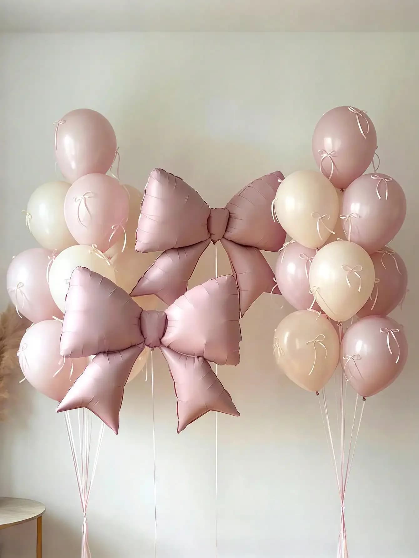 12pcs Large Decorative Balloons with Pink Bows Suitable for Valentine's Day Wedding Decoration Birthdays Pink Themed Parties