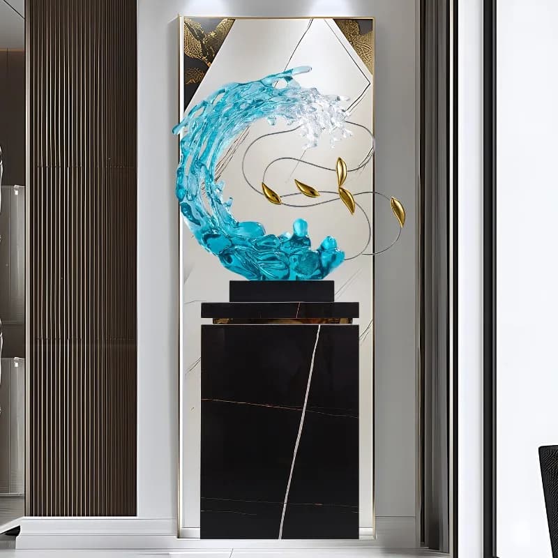 Blue Abstract Art Glass Sculpture Decoration
