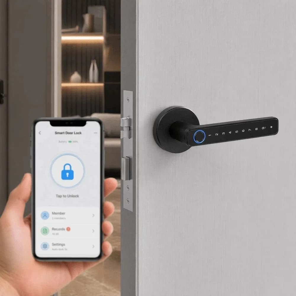Remote Lock Smart Fingerprint Door Lock Smart Password Electronic Digital Door Handles Bluetooth WiFi Gateway