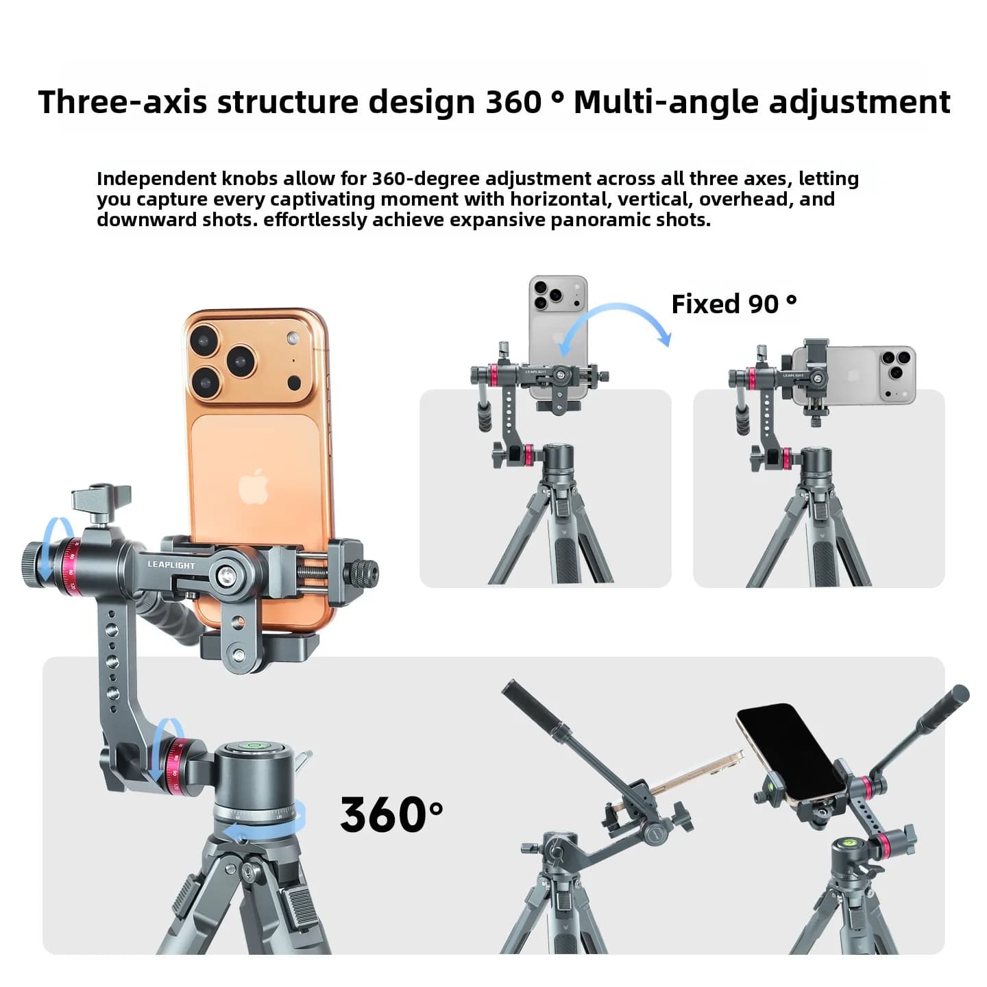 Leaplight LYR3 3-Axis Universal Phone Gimbal Stabilizer Tilt Adjustable 360 Degree Rotation for Video Recording Live Streaming