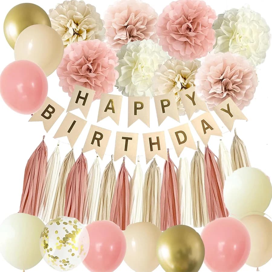 Boho Birthday Party Decorations Banner Balloons