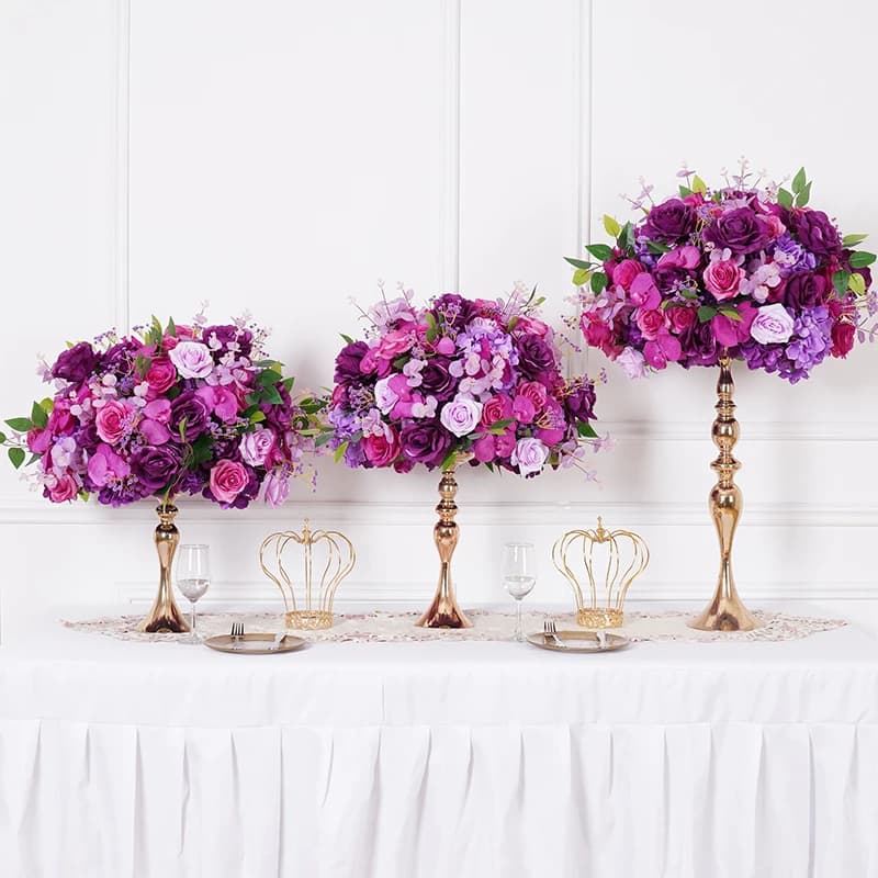 H7789 Wedding Table Centerpieces 40cm Flower Ball Purple Pink Rose Babysbresth Eucalyptus Floral Arrangement Banquet Event Props