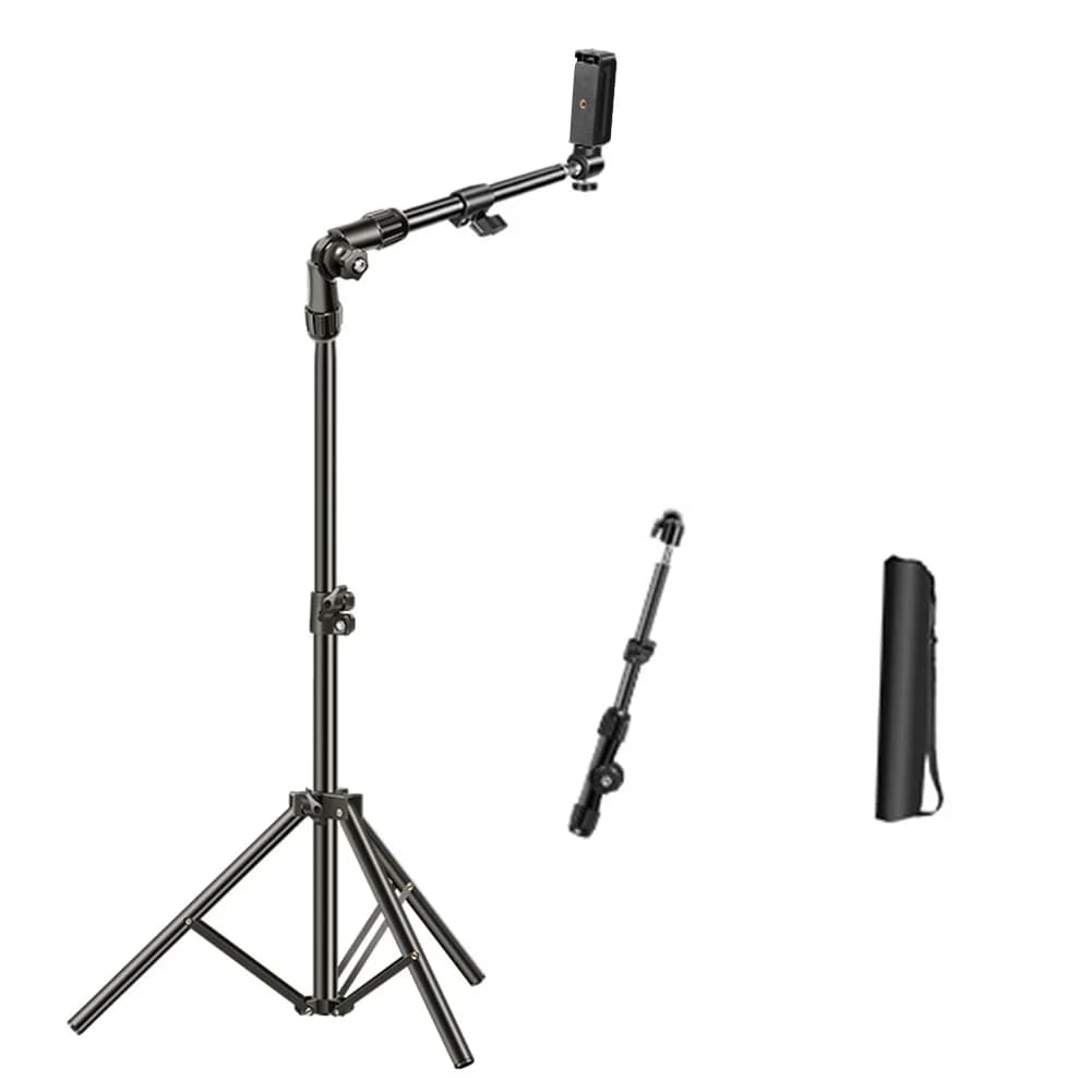 Phone Tripod Adjustable Horizontal Overhead Tripod Cell Phone Tripod Stand for Filming Video Recording Live Stream