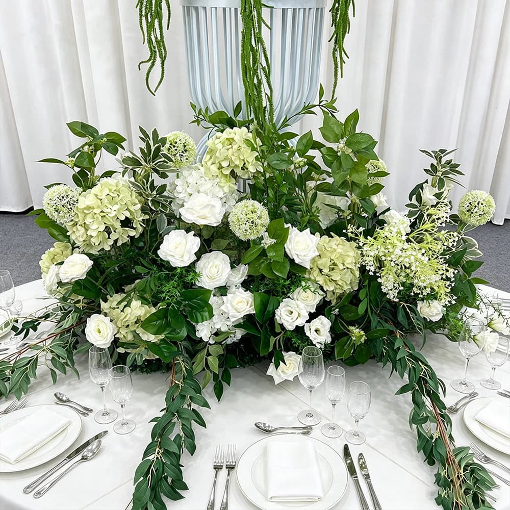 Wedding Decor Luxury Flower Row Table Centerpiece Green White Arrangement Backdrop Arch Event Party Floor Floral Decoration