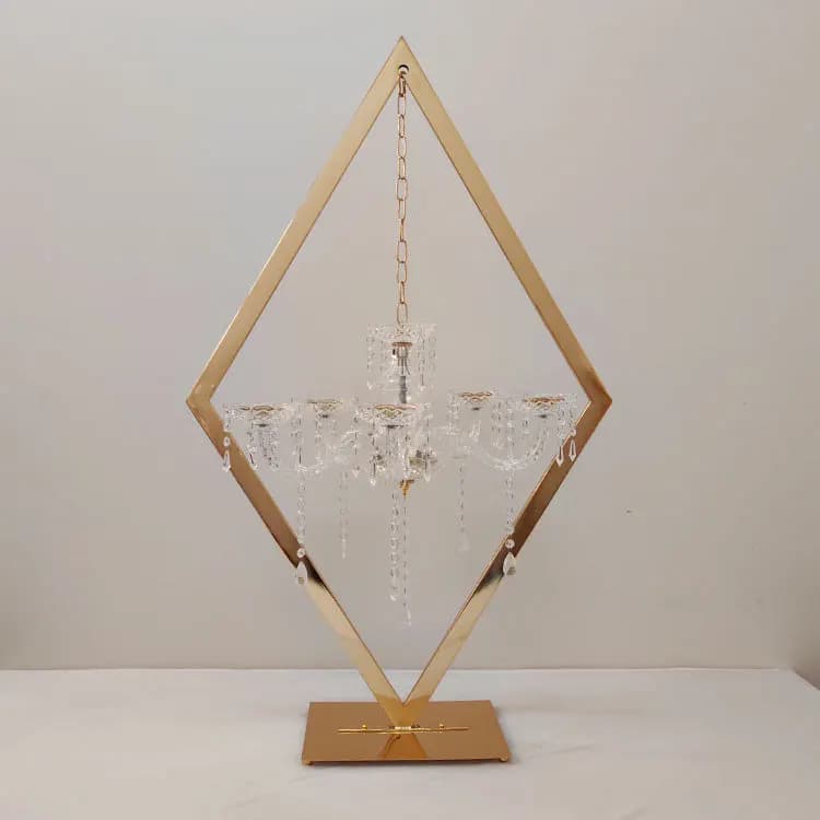 Wedding Centerpieces Gold Metal Tall Diamond Candle Holder, 4/6/10pcs Table Decor for Arch Backdrop Stage Reception Event