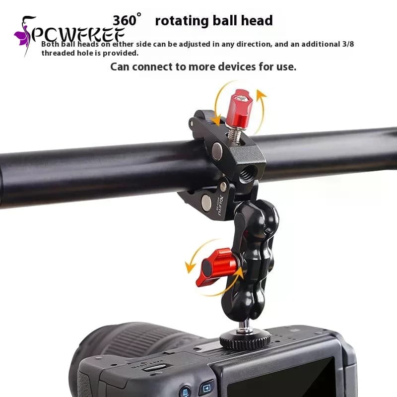 1Set Photography Accessories Camera Metal Super Clamp With Double Ball Head Magic Arm For Monitor Light Mic Phone Mount