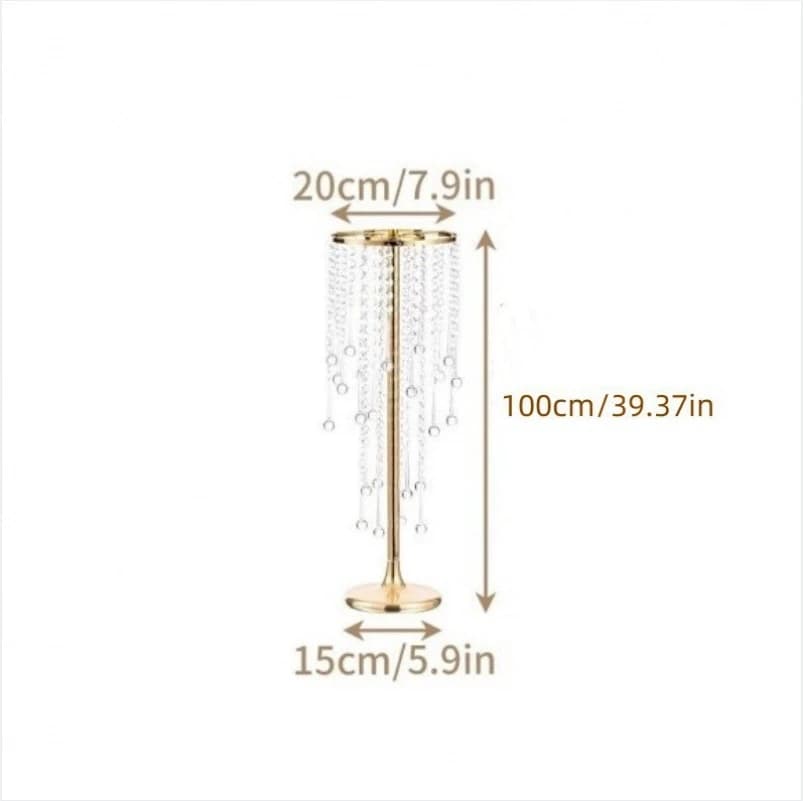 Wedding Table Centerpiece Flower Stand - 29.6 Inch Gold Vase with Crystal Chandelier, Center Table Outdoor Home Decor