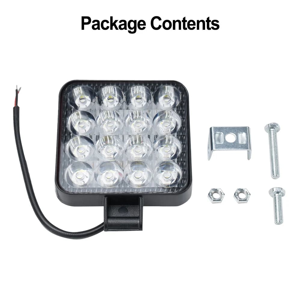 Car LED Square 16 Lights 48W 12V Off-road Vehicle Forklift Headlight Reversing Light ABS Auto Daytime Running Lights Accessories