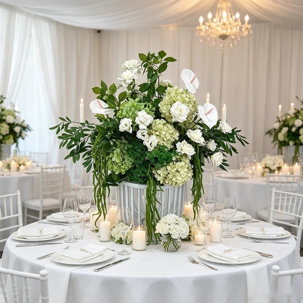 Wedding Decor Luxury Flower Row Table Centerpiece Green White Arrangement Backdrop Arch Event Party Floor Floral Decoration