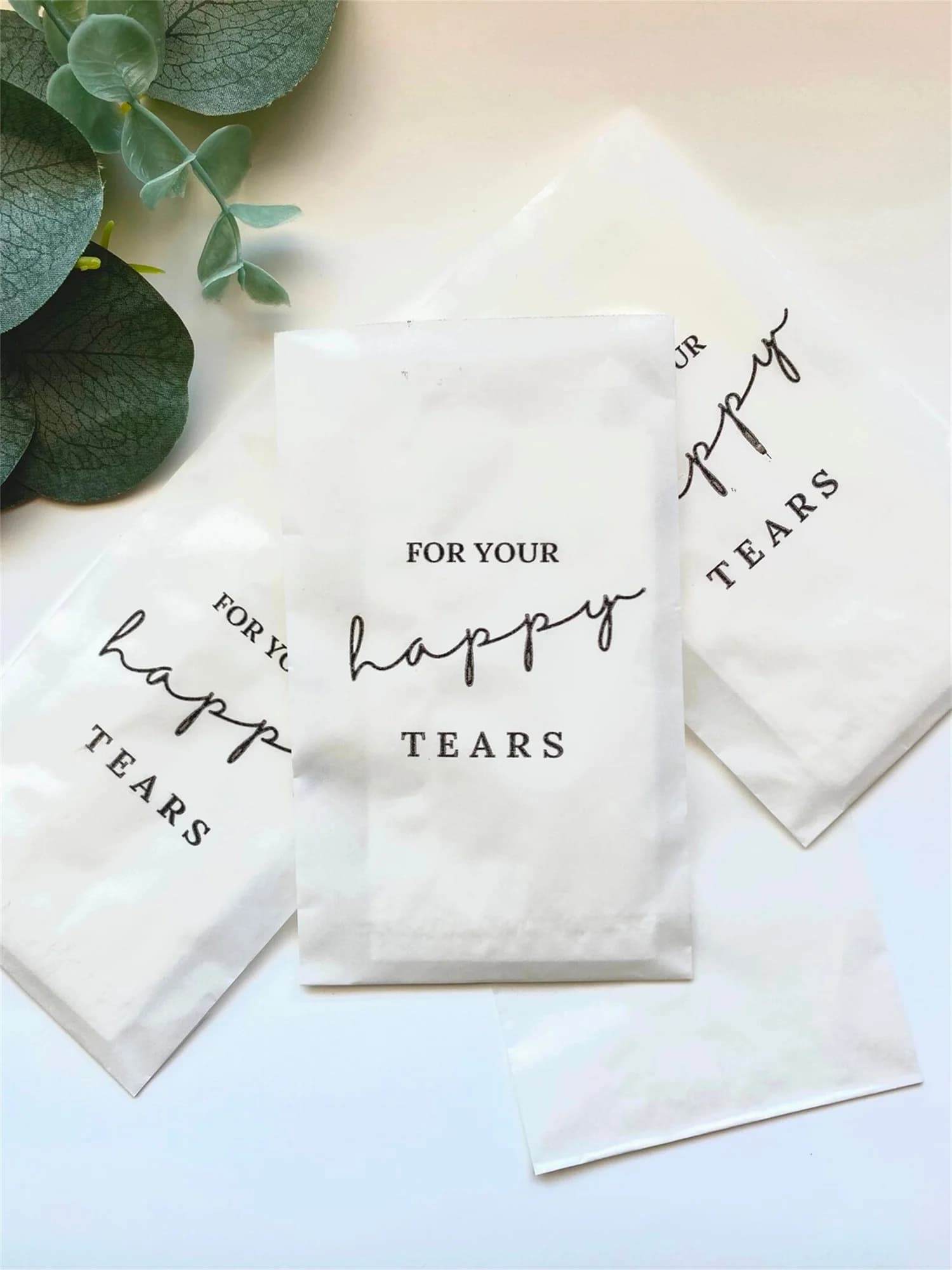 Personalised Wedding Favor Packs: Happy Tears Tissue Packets & Confetti Packs for Guests