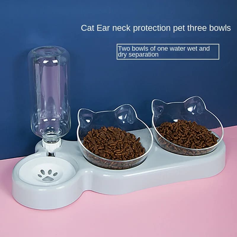 Elevated Double Bowl Feeder for Cats Dogs
