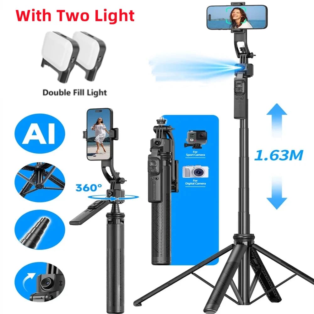 FANGTUOSI 360 Rotation Gimbal Stabilizer,Selfie Stick Tripod for Smartphone Camera With Bluetooth shutter Stabilizer for Live