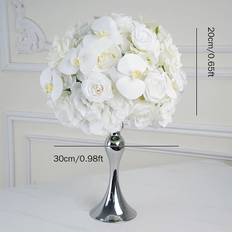 Wedding Table Centerpiece Ball, White Rose Orchid, Hydrangea Flower Arrangement, Party Road Lead Props,80 cm, 70 cm, 60 cm, 50cm