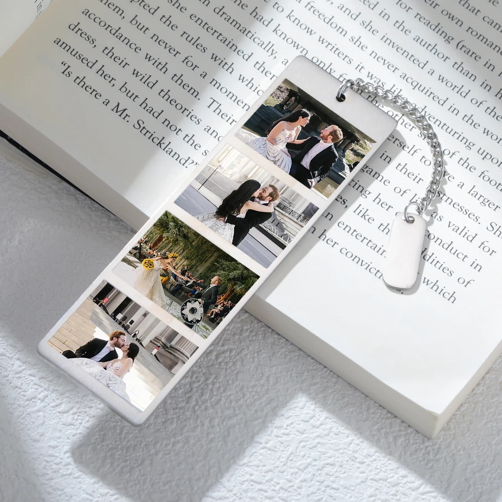 Photo Wedding Favors‌ Gift Anniversary Bookmark Custom Print Personalized for Couple Men Woman Family Stainless Steel Jewelry