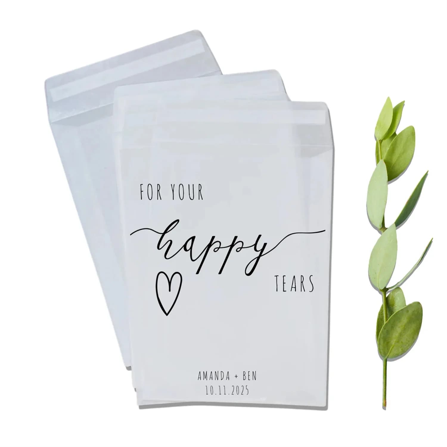 Personalised Wedding Favor Packs: Happy Tears Tissue Packets & Confetti Packs for Guests