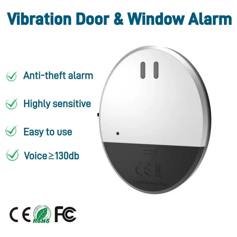 Vibration Door Window Alarm Ultra Thin Sensor Security Alarm Anti-theft Burglar Alert for Home Hotel Apartment Dormitory Safety