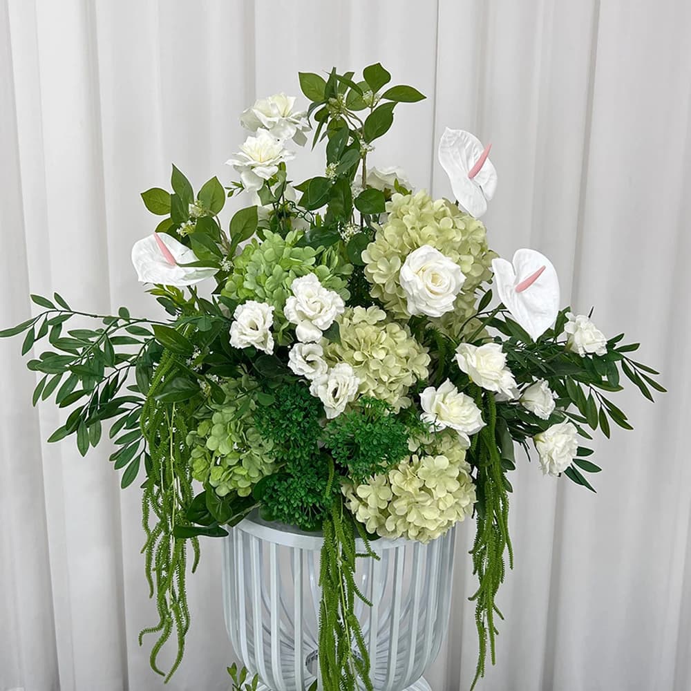 Wedding Decor Luxury Flower Row Table Centerpiece Green White Arrangement Backdrop Arch Event Party Floor Floral Decoration