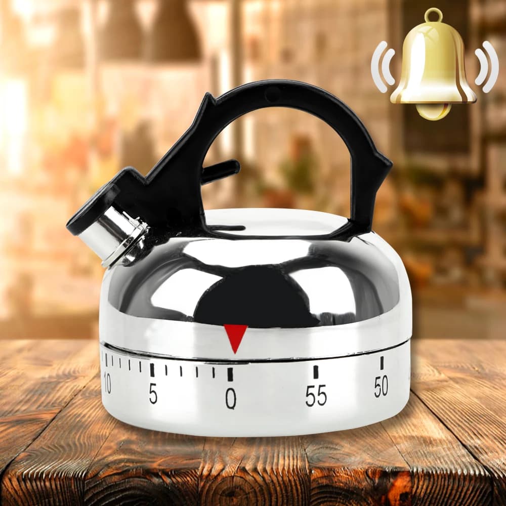Kettle-Shaped Mechanical Kitchen Timer 60 Minutes