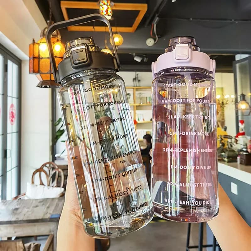 Large Portable Plastic Water Bottle With Straw