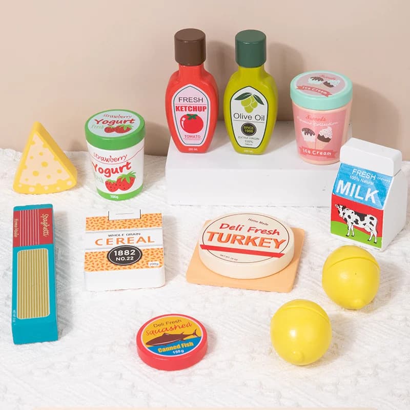 Wooden Kitchen Food Play Set for Kids